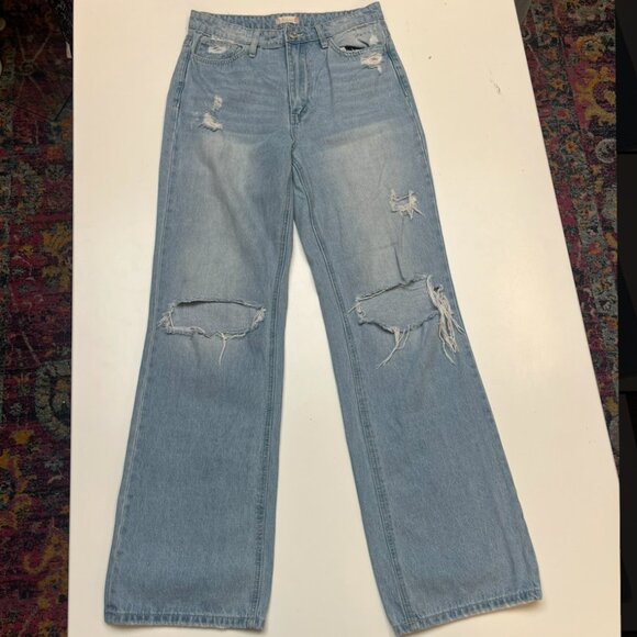 Altar'd State Pants - Altar'd State Wide Leg Ripped Baggy Jeans Light Wash